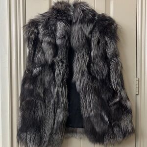 Vince genuine undyed silver fox vest